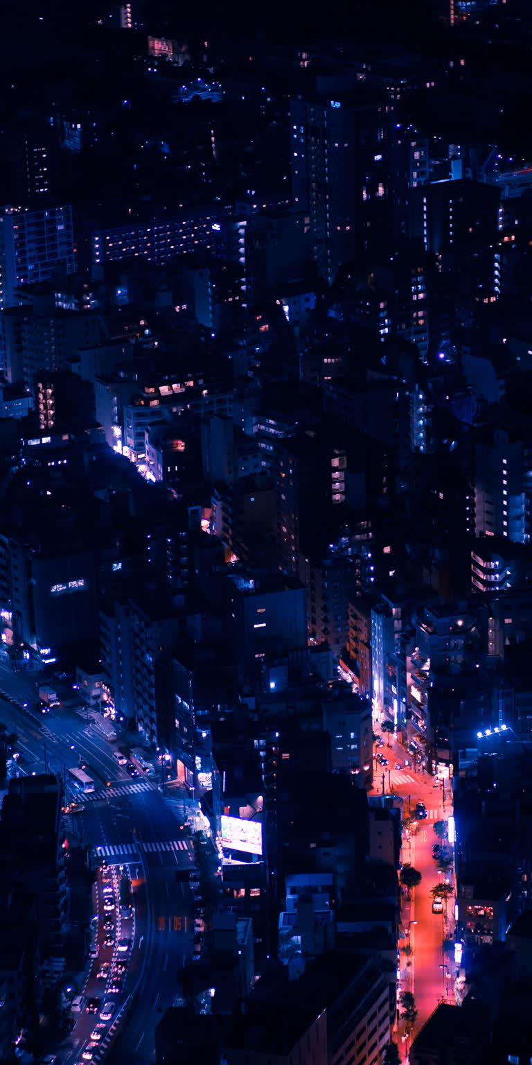 从高层建筑鸟瞰城市夜景