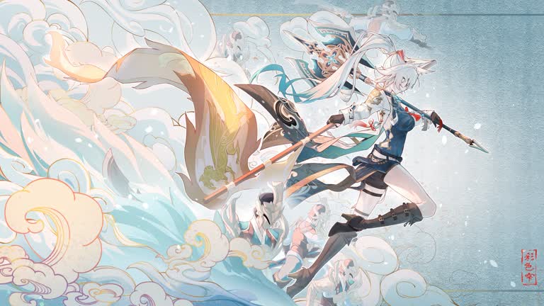 有两个动漫人物在海里骑着冲浪板
