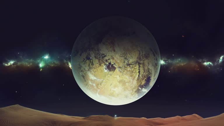 艺术家对沙漠中夜晚外星球的印象
