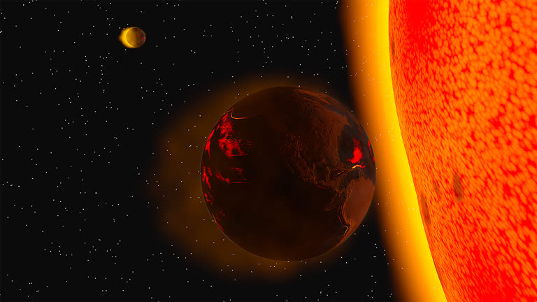 艺术家对太空中太阳和行星的印象