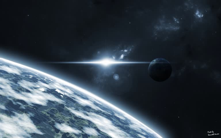 艺术家对一颗以恒星为背景的行星的渲染