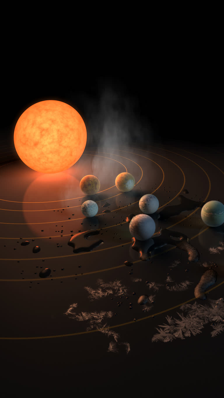 这是艺术家对拥有八颗行星的太阳系的渲染图