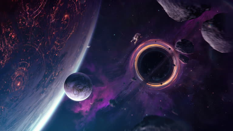 在充满行星的空间中间有一个黑洞