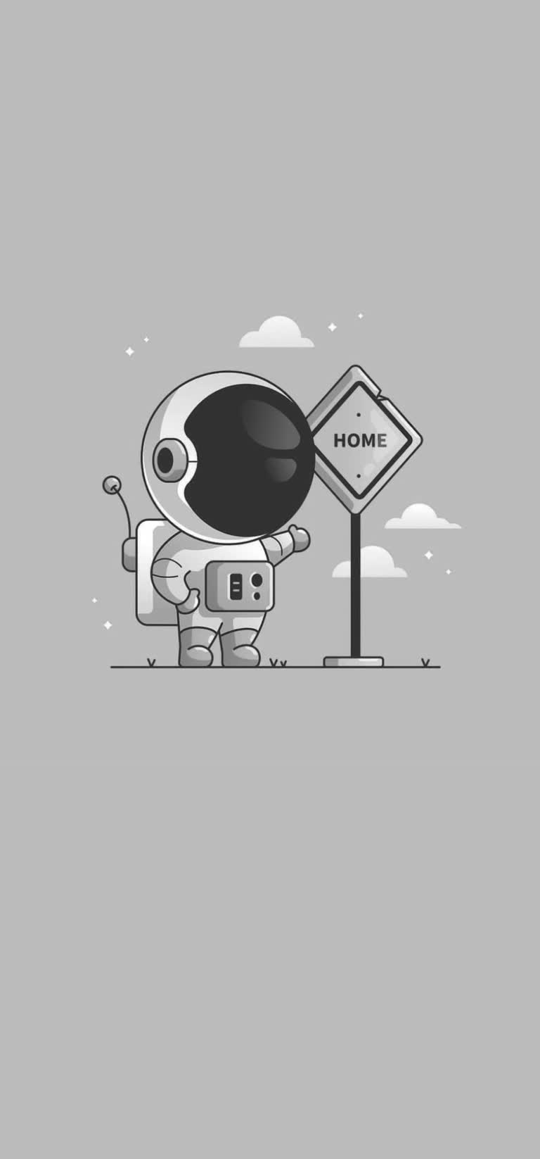 宇航员站在路标旁边的黑白插图