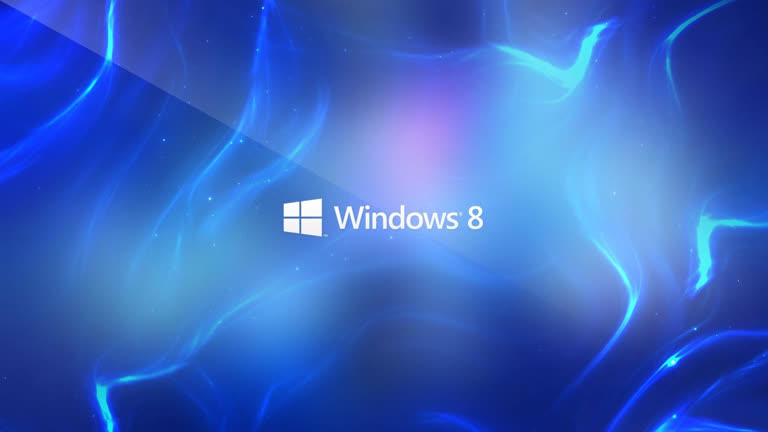 有一个蓝色背景,上面有 Windows 8 标志