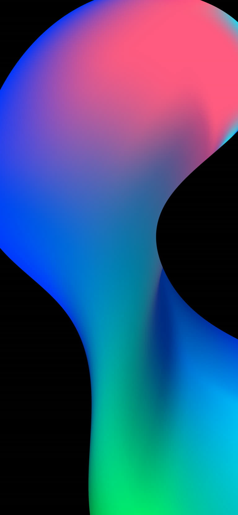黑色背景上有一个蓝色和绿色的弯曲物体