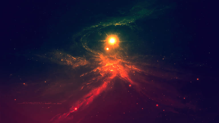 星系中央恒星的色彩鲜艳图像