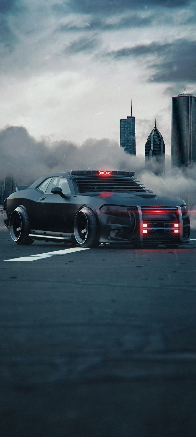 街上有一辆黑色的车,一辆红色的汽车