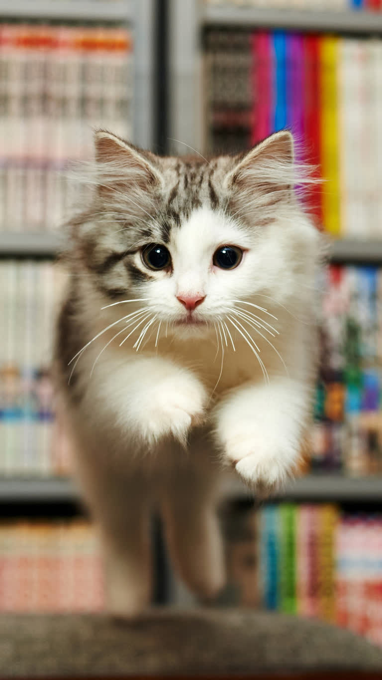 有一只猫在空中跳起来