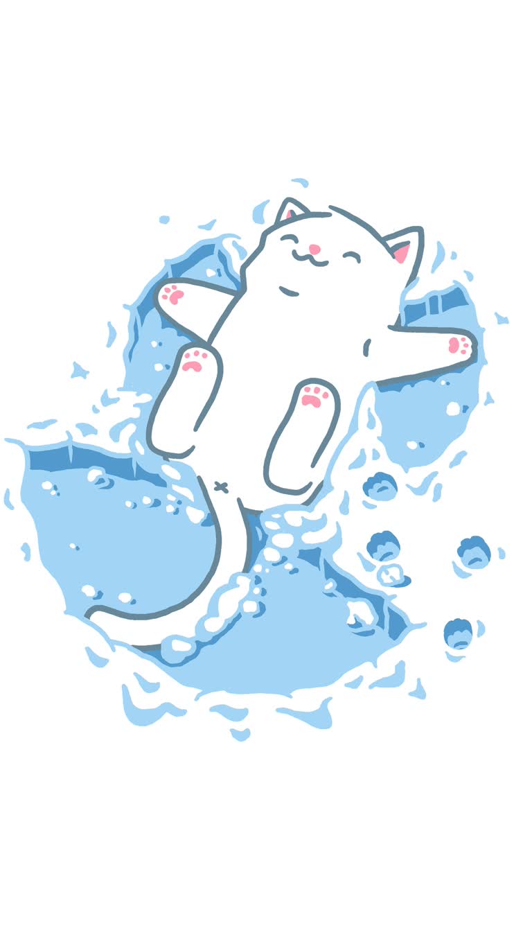 有一只猫躺在一滩水里