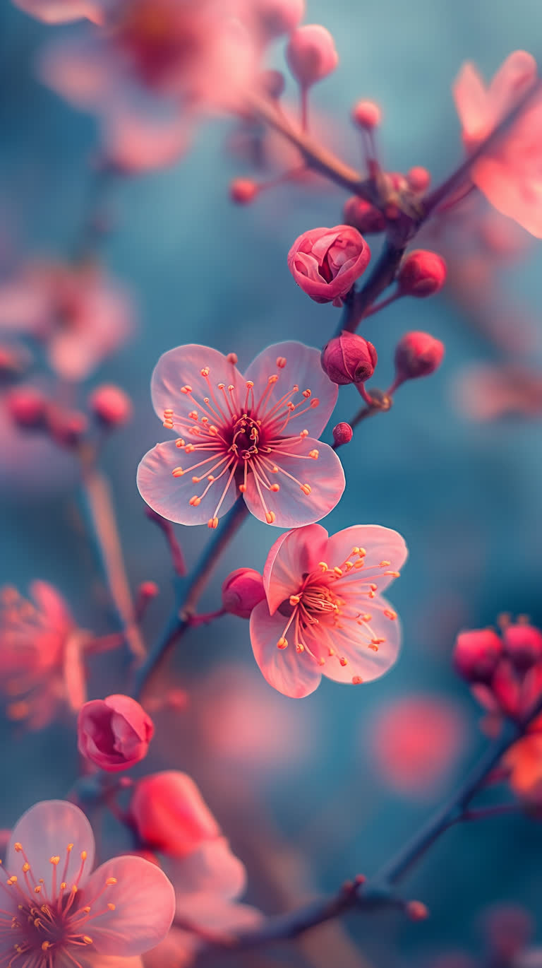 有一棵树上一束花的特写
