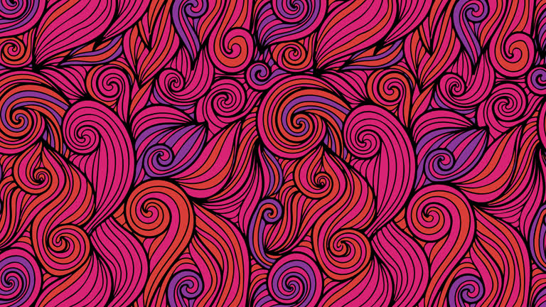 黑色背景上带有漩涡的彩色图案