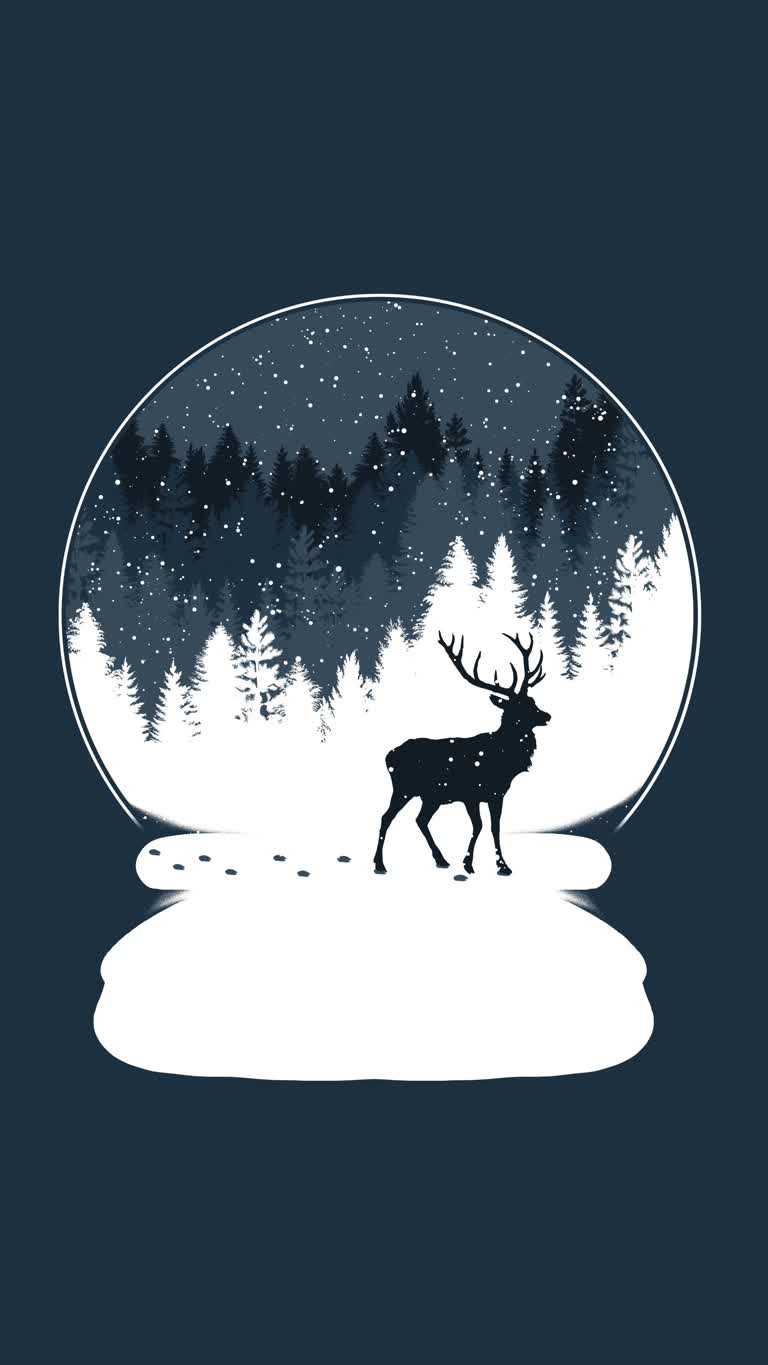 有一只鹿站在树林里的雪地里