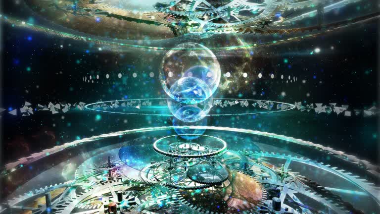 空间中间有一个时钟的数字图像