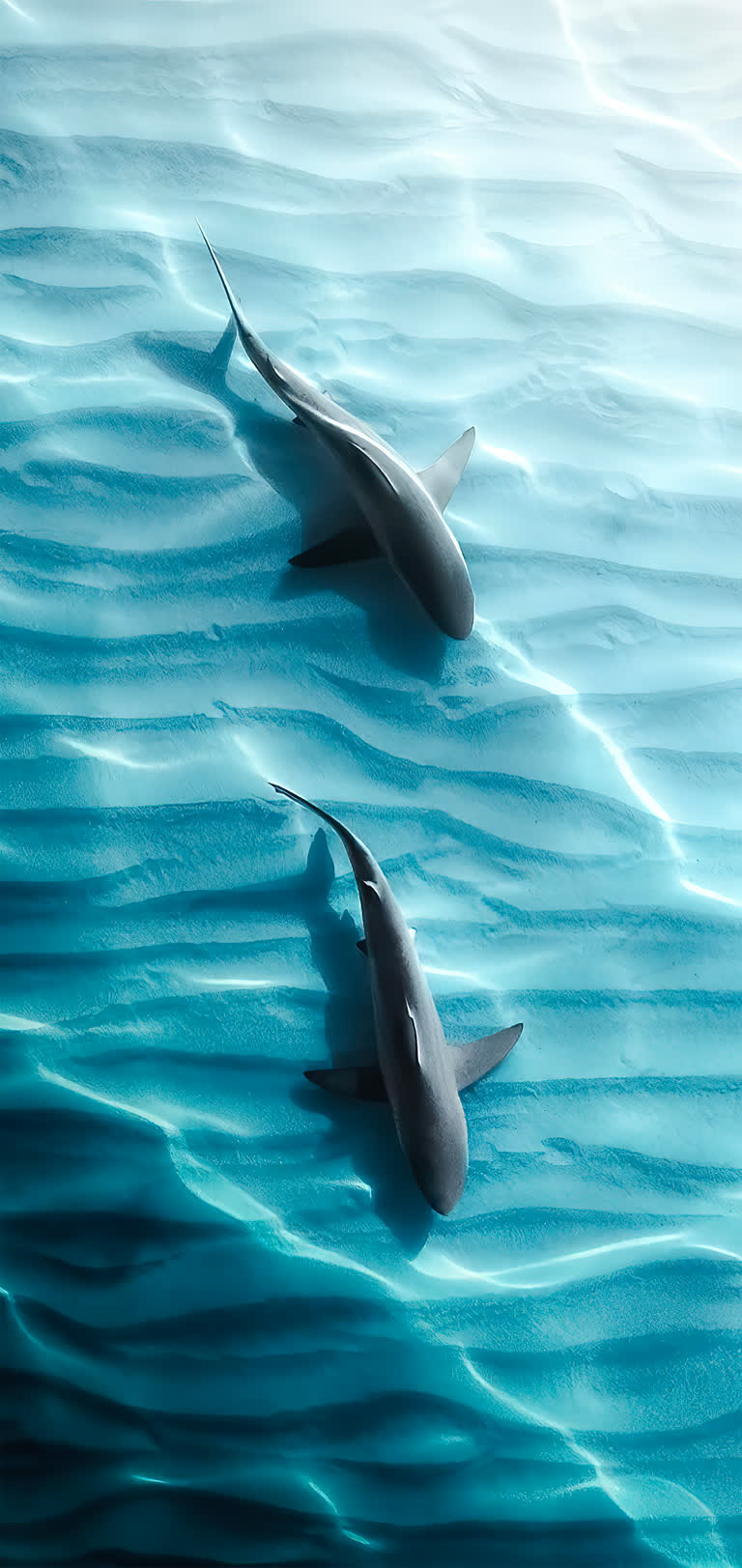 有两只海豚在水中游泳