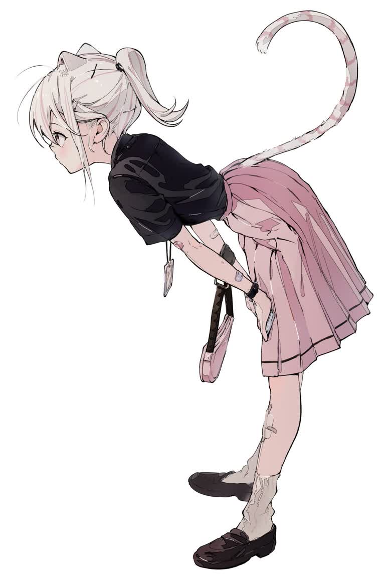 有一幅画,头上扎着猫尾巴的女孩