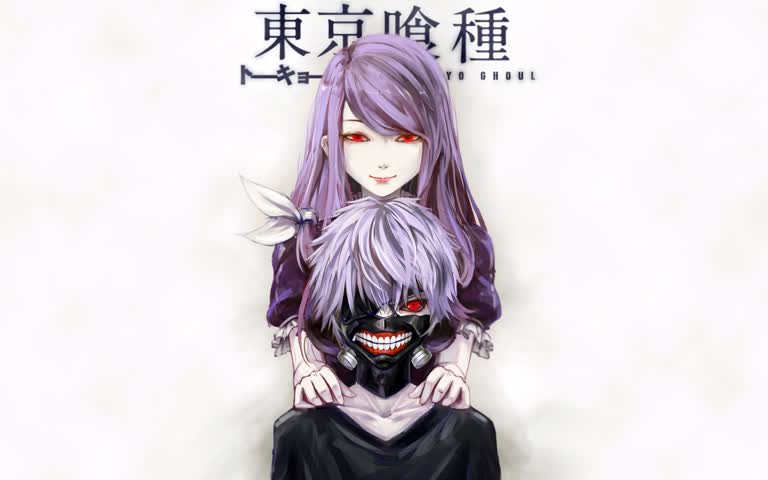 有一幅画是一个紫色头发和恶魔脸的女孩