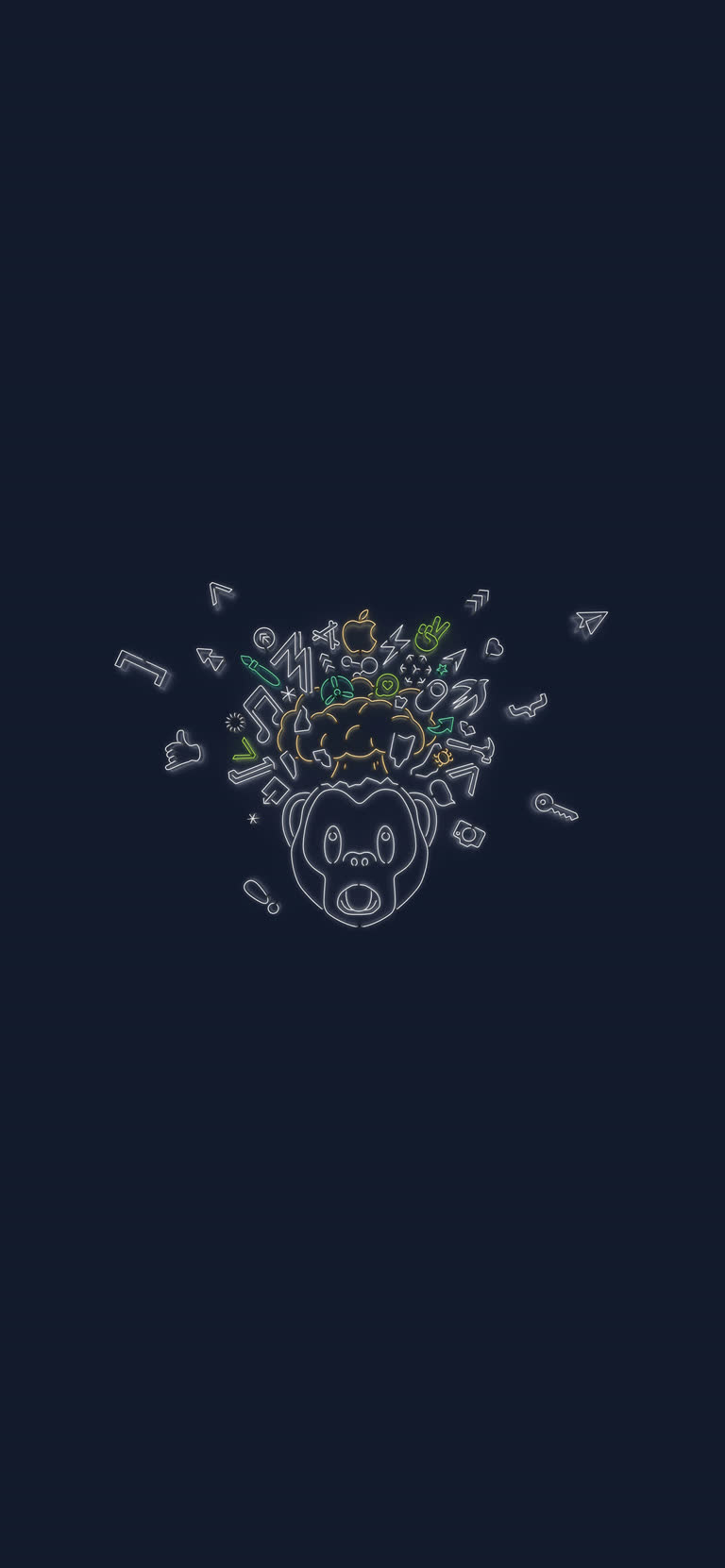 有一幅猴子的图画,头上插着一束花