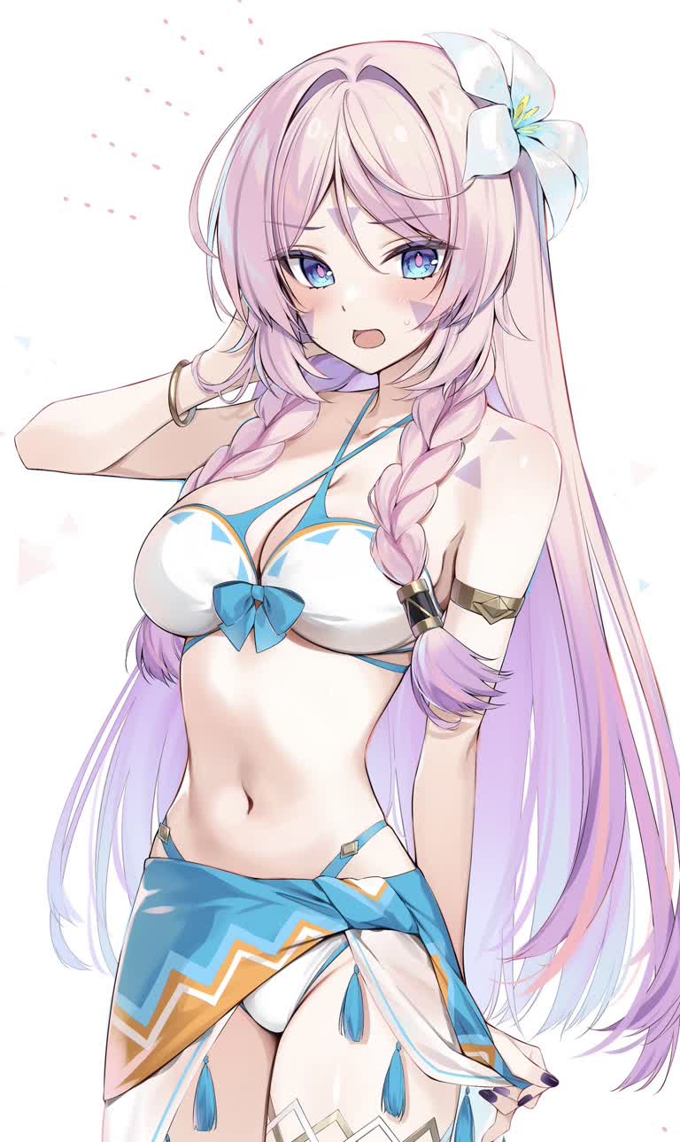 有一幅画是一个穿着比基尼的长发女人
