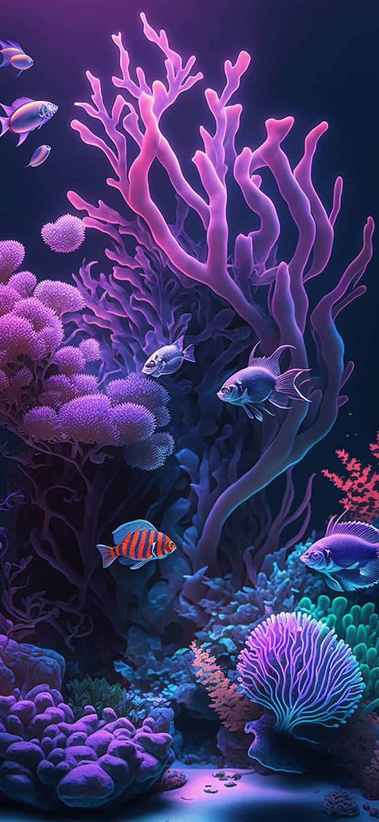有很多鱼一起在海里游动