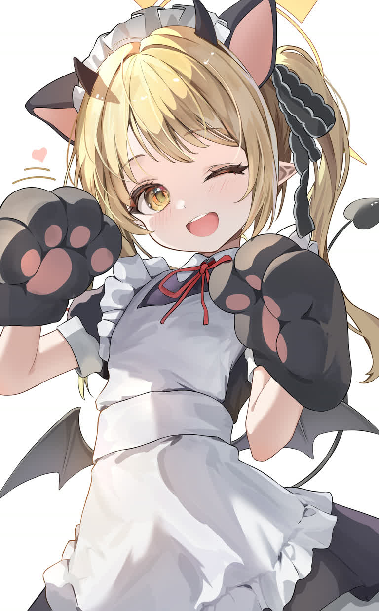 有一个猫耳朵和白色连衣裙的女孩
