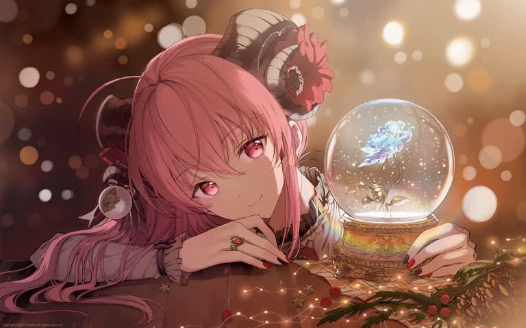 有一个女孩拿着一个雪球,雪球里有一只蝴蝶