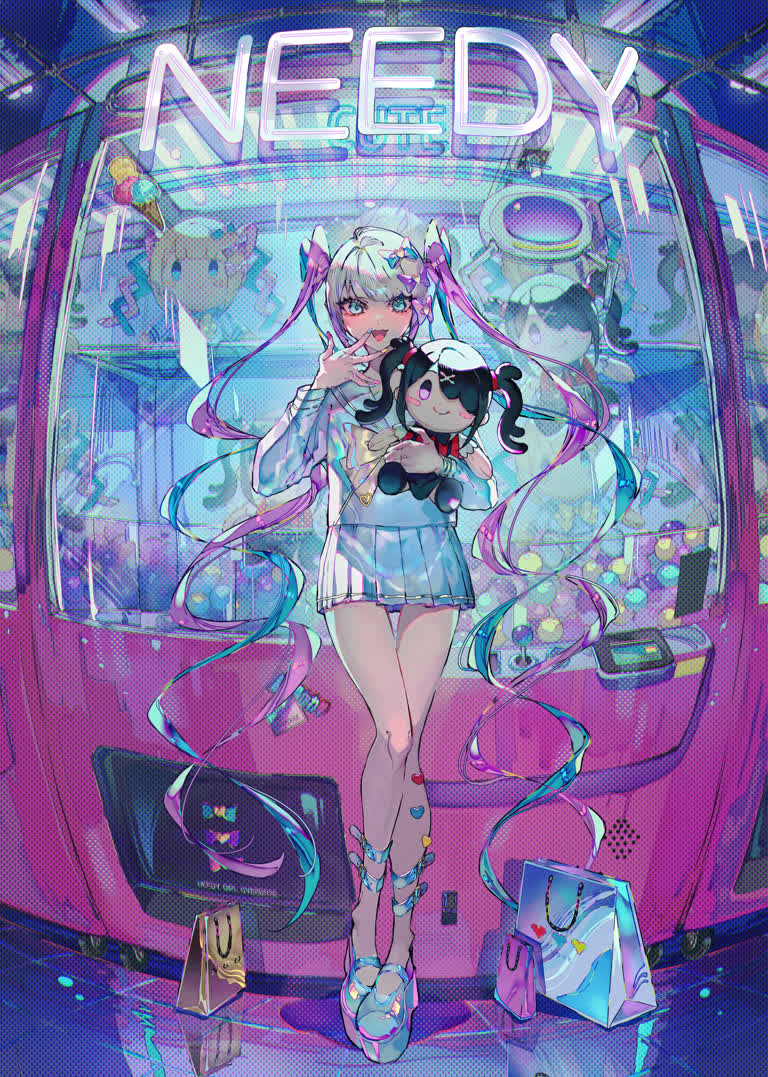 有一个女孩站在一辆公共汽车前