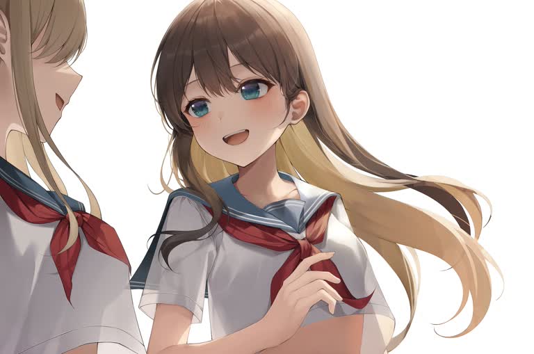 有两个女孩并排站着
