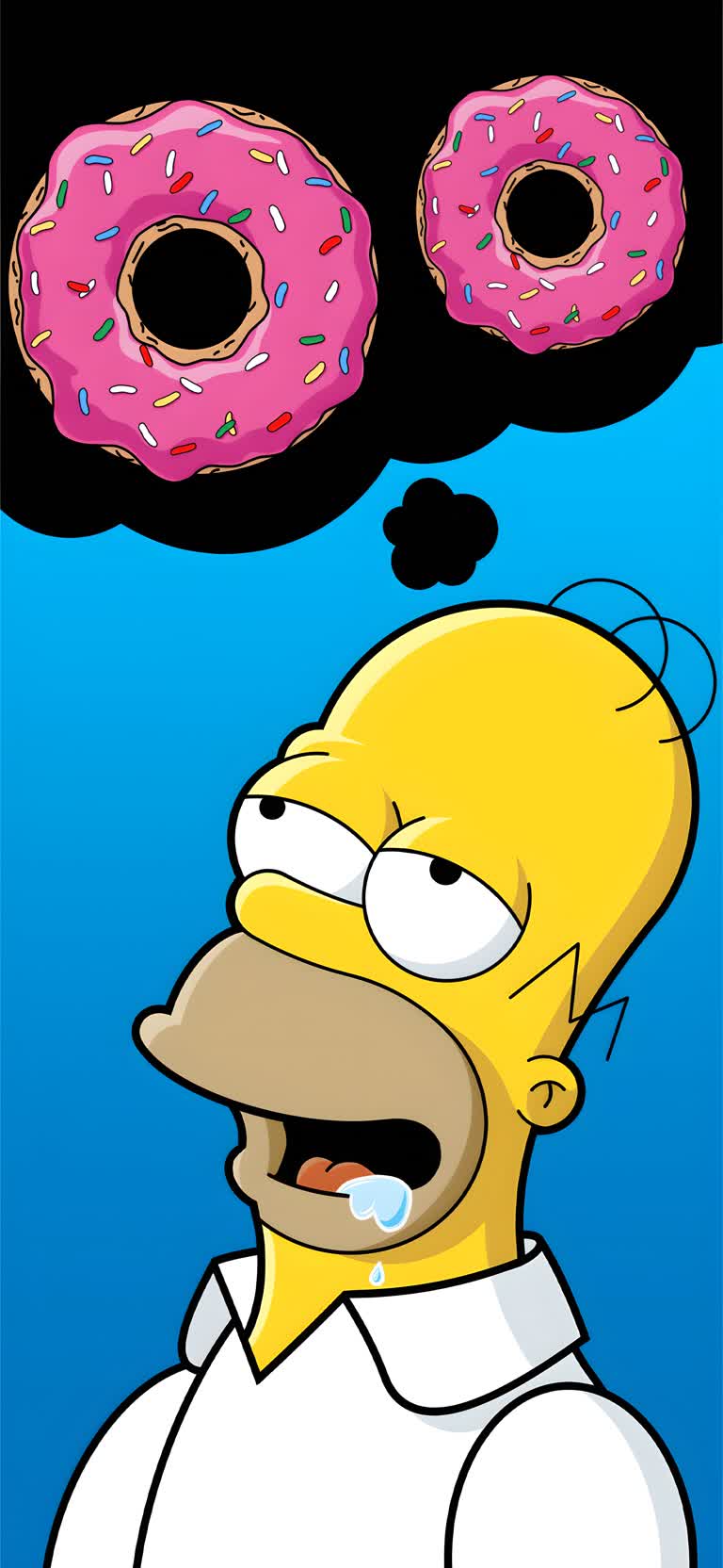 荷马·辛普森 (Homer Simpson) 头顶浮现着一个思想泡泡,想着甜甜圈