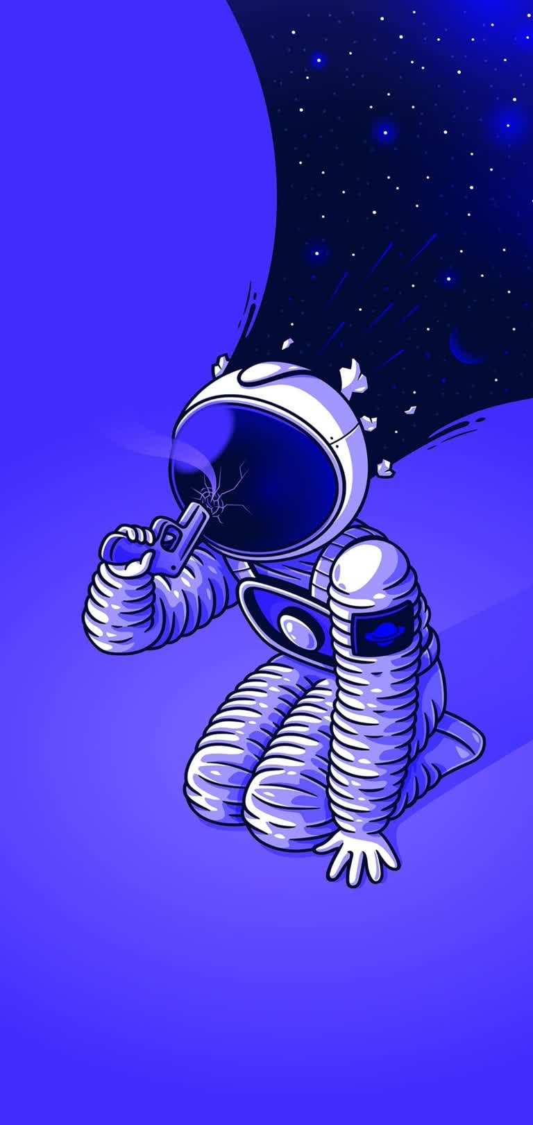 卡通太空人坐在地上的插图