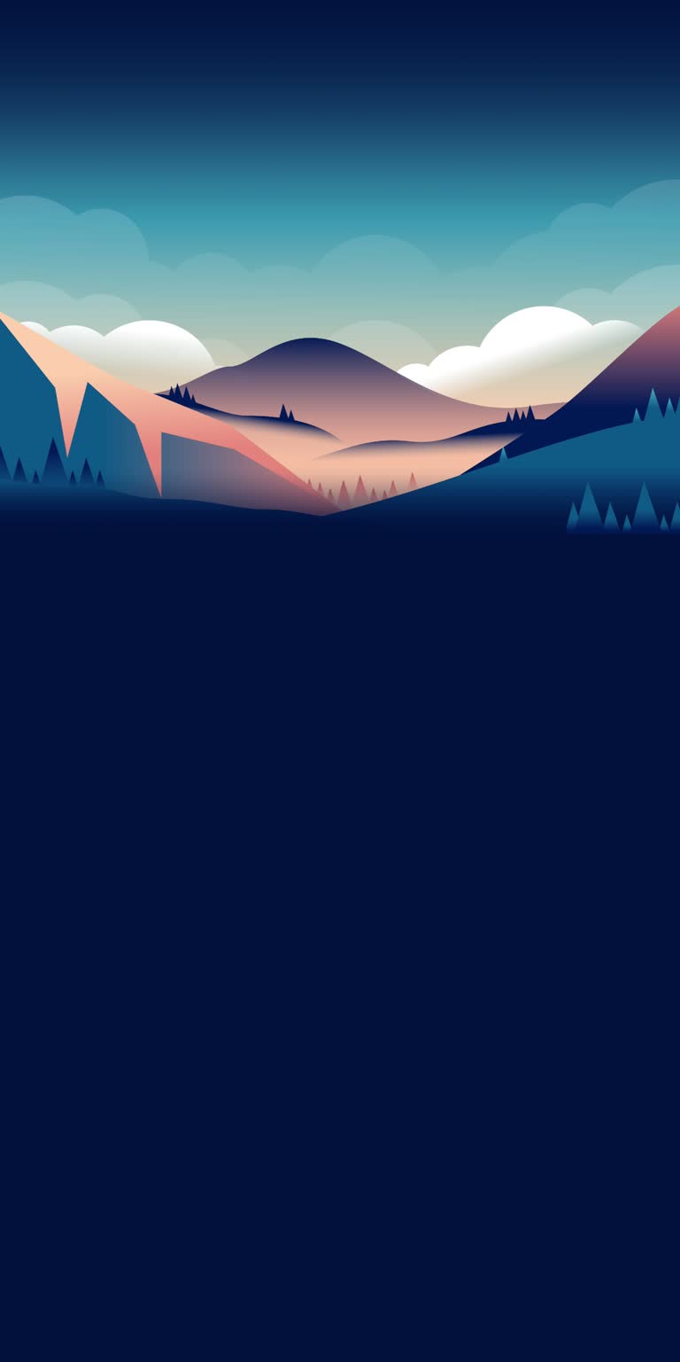 远处树木和山脉的山景插图