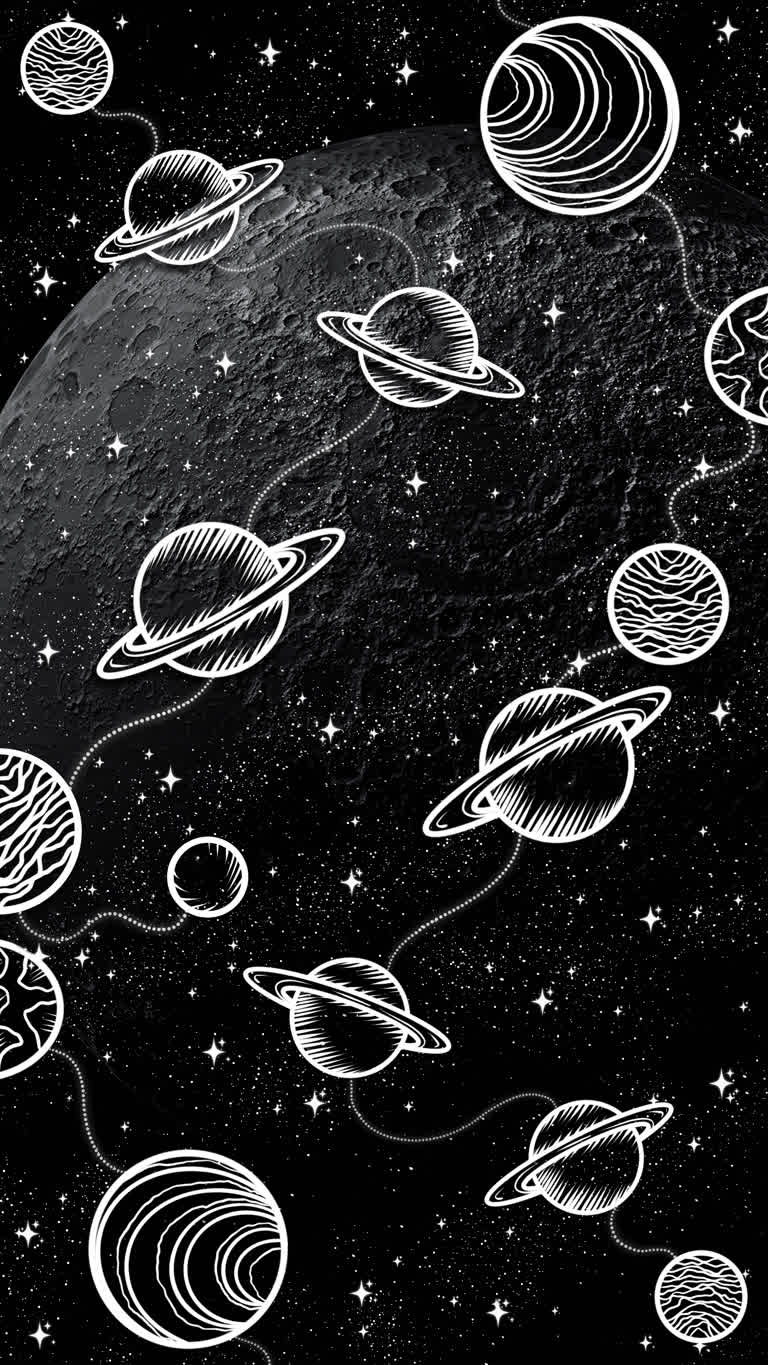 行星和恒星的黑白图画图像