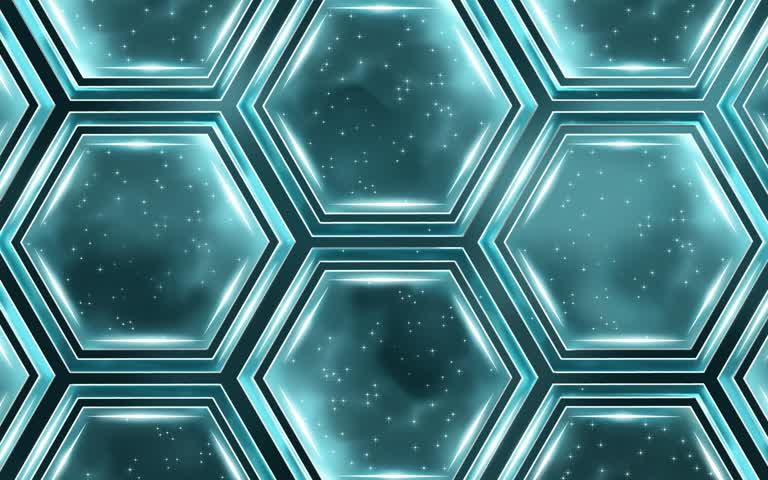 蓝色六边形图案的图像,背景中有星星