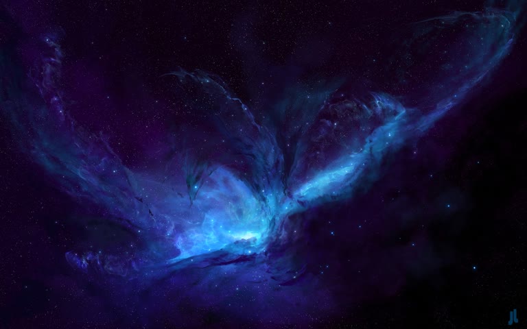 这是一张蓝色和紫色空间的星星图像
