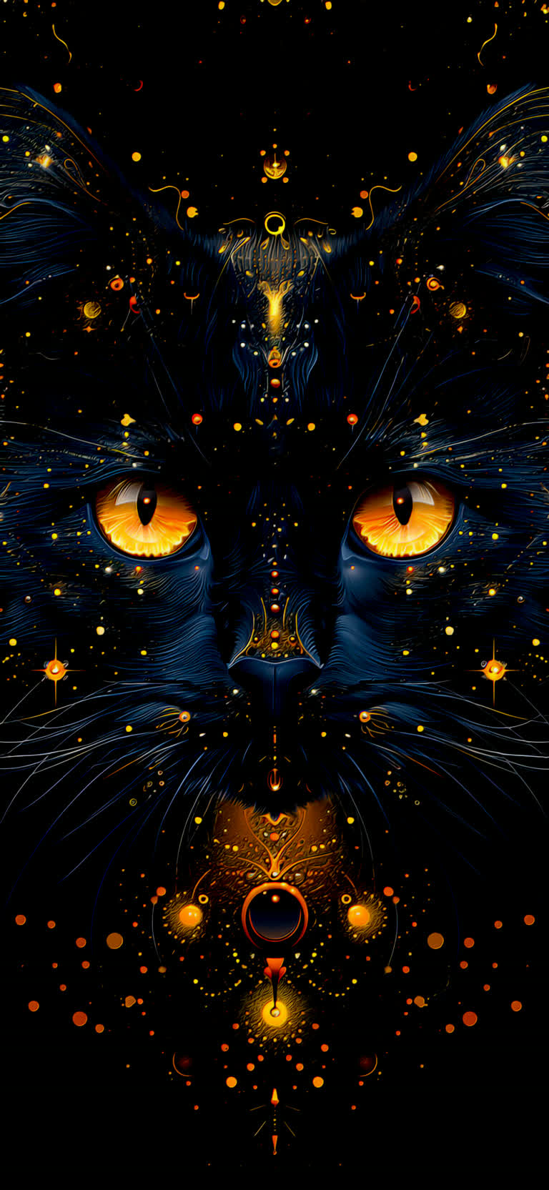 这是一只在黑暗中眼睛发光的猫的图像