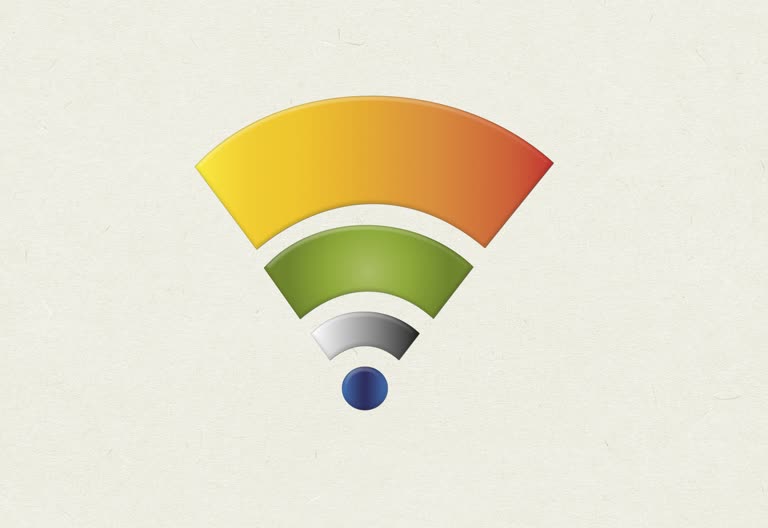 这是一张白色背景上的彩色 WiFi 图标的图像