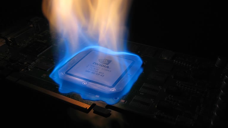 这是一张带有蓝色火焰的 CPU 图像