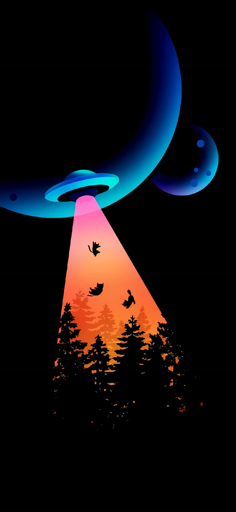有一个飞碟的图像,天空中有鸟