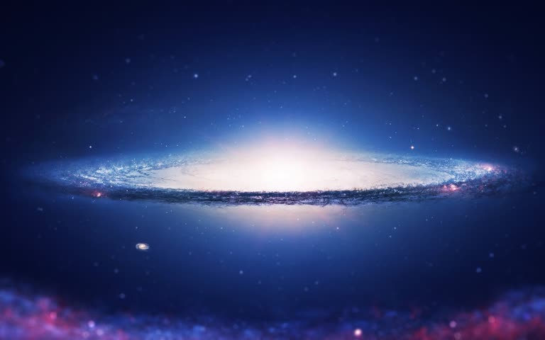 这是一张中间有一个明亮圆盘的星系图像