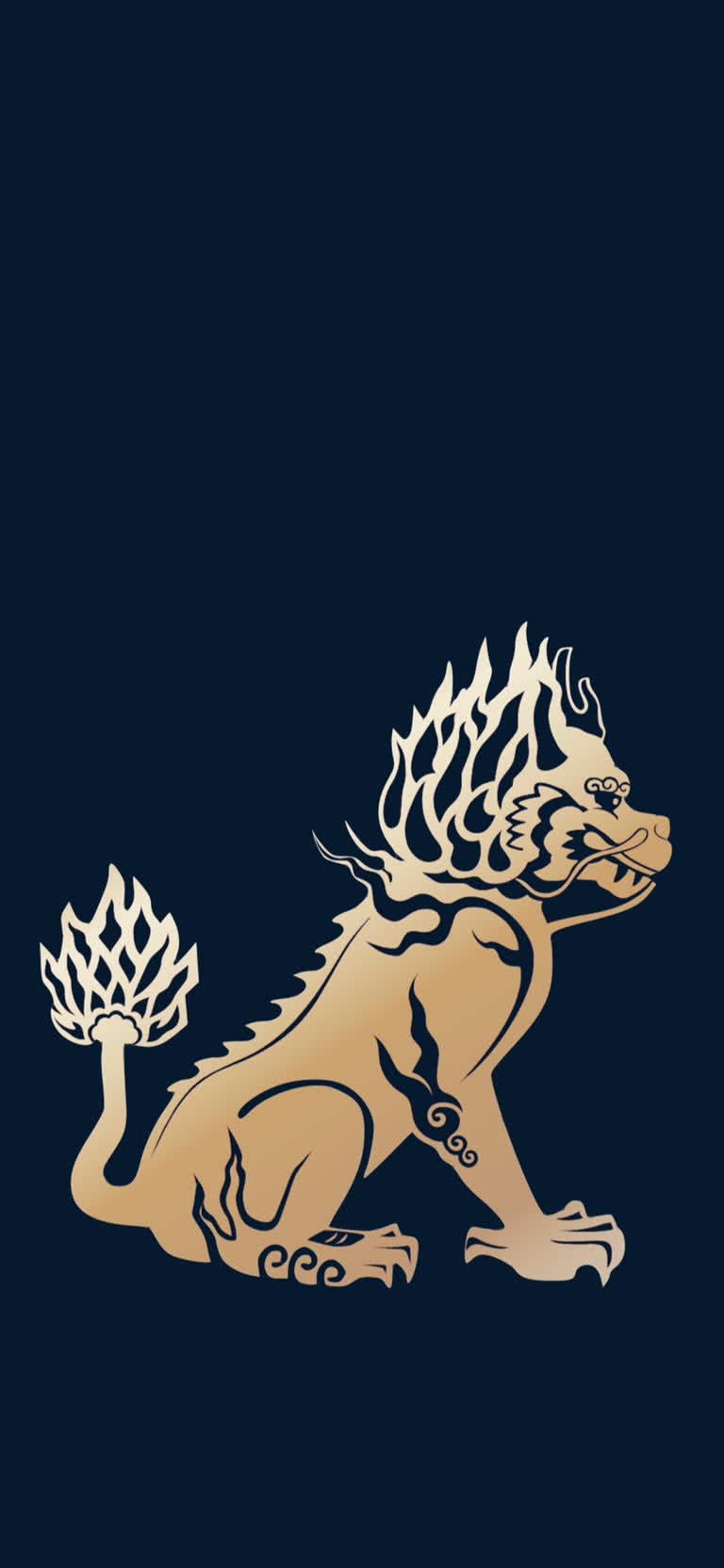 这是一张黑色背景上的金狮图像