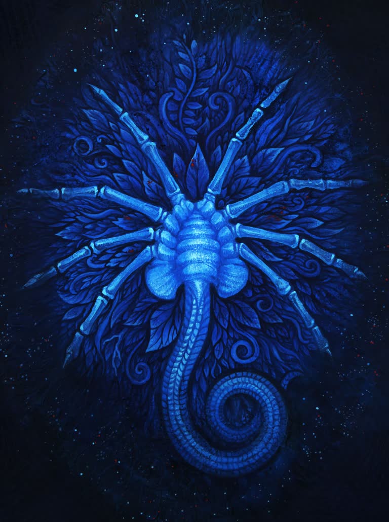 这是一幅蓝色海马的画作