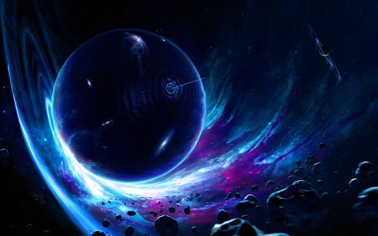 这是一张以行星为背景的太空场景图像