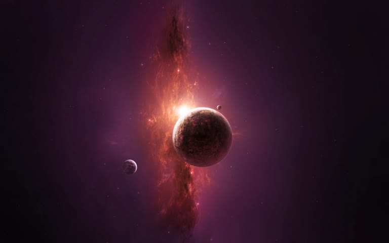 有一个以行星为背景的太空场景图像