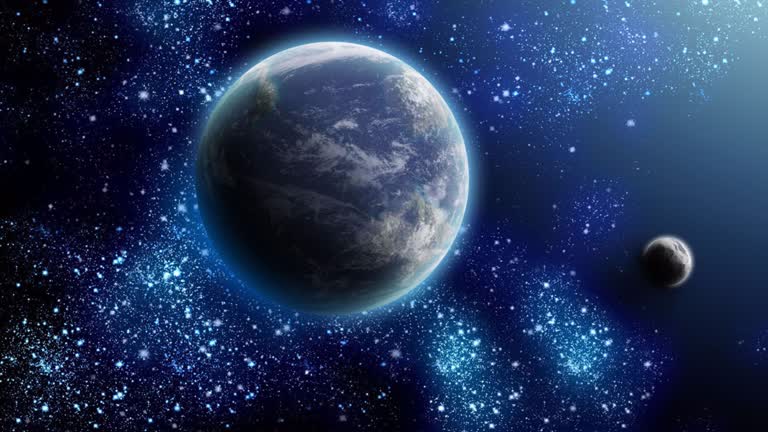 有一个带有行星和恒星的太空场景的图像
