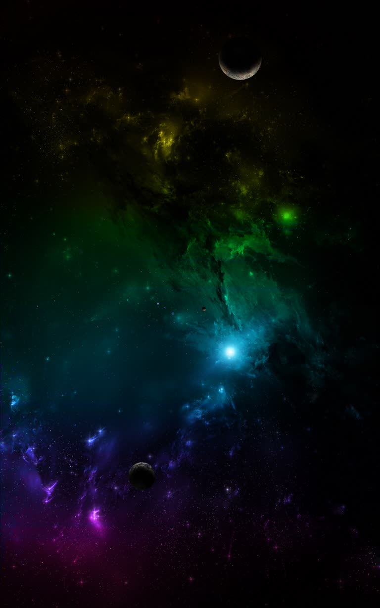 这是一张带有行星和恒星的太空场景的图像