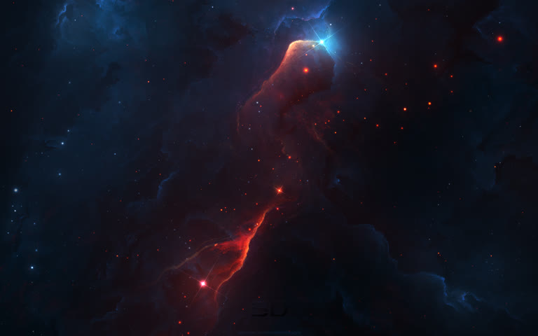 有一个有星星和星云的太空场景的图像