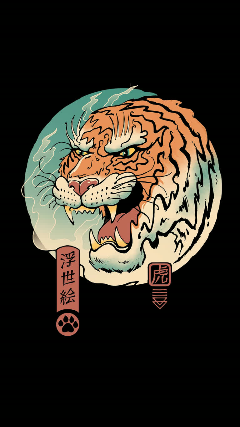 有一个黑色背景上的老虎图像