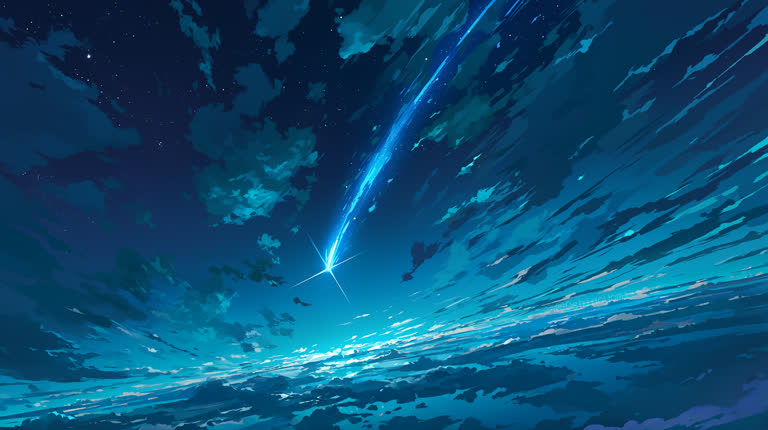 天空中流星的长时间曝光
