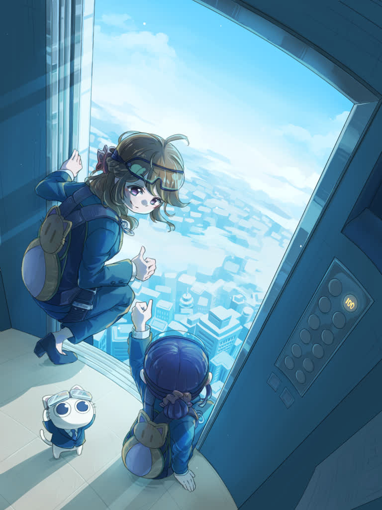 他们正从宇宙飞船的窗外望着天空