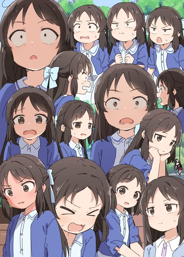 有很多穿着校服的女生摆姿势拍照